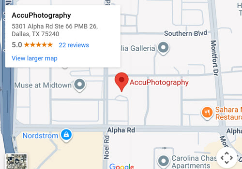 Map for AccuPhotography in Dallas, Texas