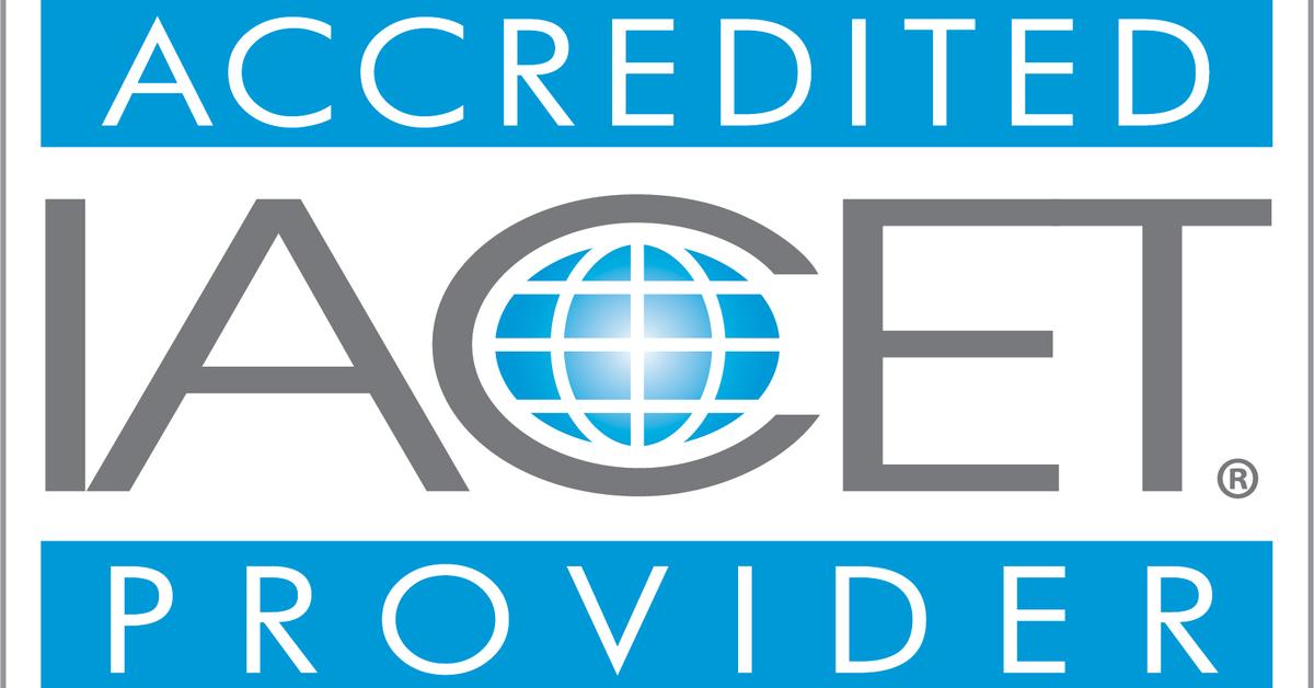 Official iacet accredited provider logo for international association for continuing education and training, representing quality standards in dfw.
