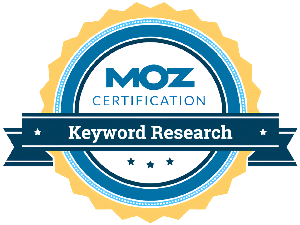 Official moz certified keyword research badge earned by rick fogerty in dallas, texas.