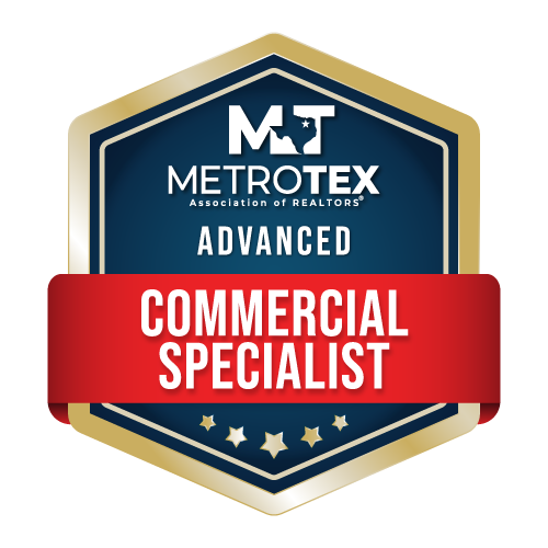 Metrotex Advanced Commercial Specialist Certification Badge Metrotex advanced commercial specialist certification badge honoring the first metrotex affiliate to achieve this credential in dallas, texas.