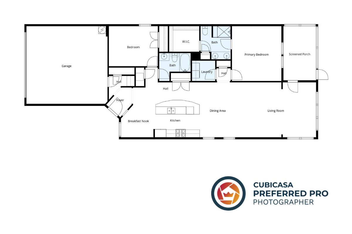 Architectural 2d floor plan rendering generated by a cubicasa preferred pro photographer for a residential property listing.